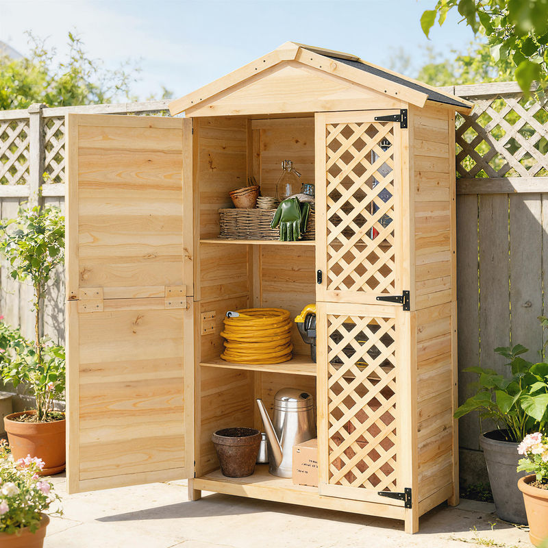 Caseta de jardín 101.5x49x176 cm madera de abeto color marrón Outsunny