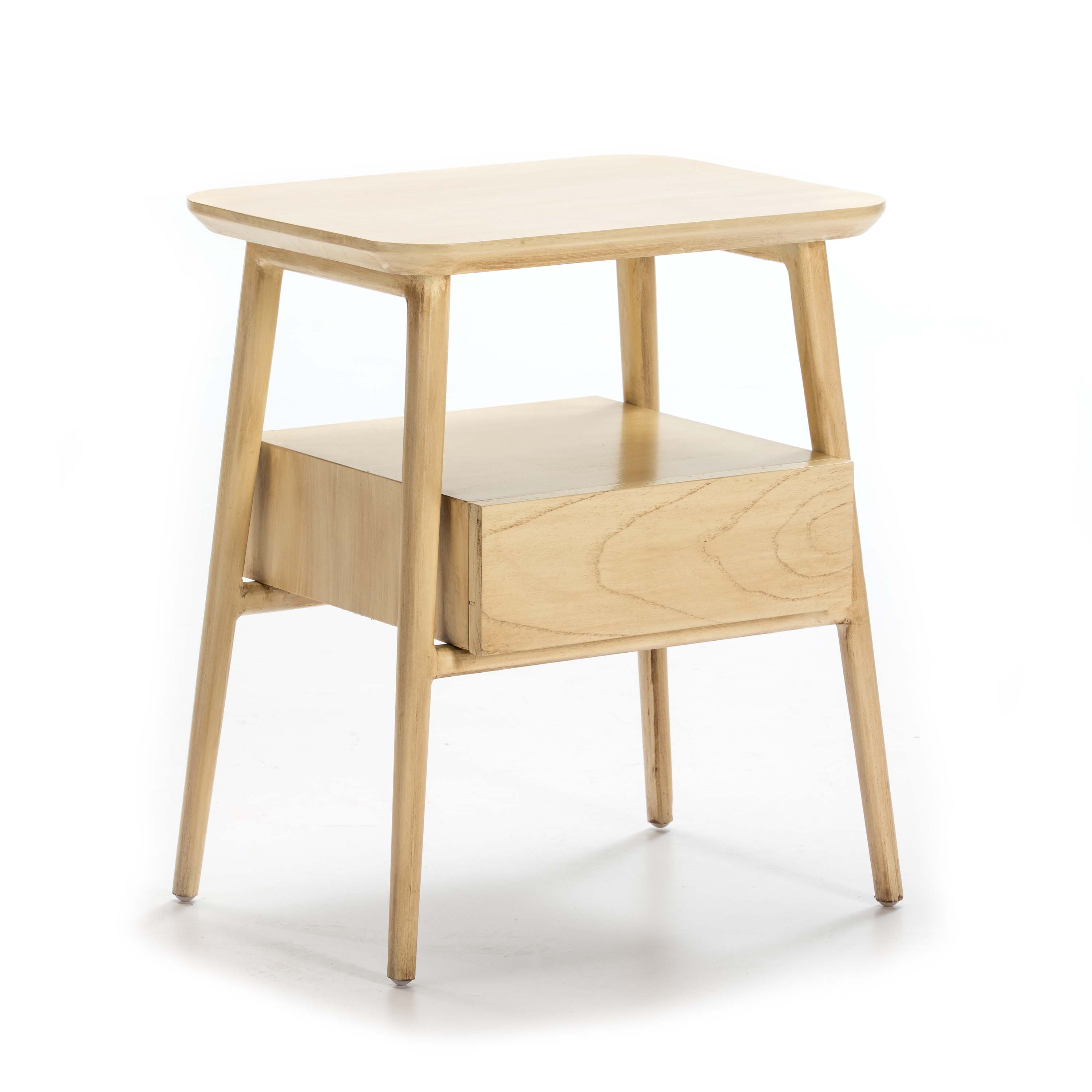 Mesita de noche 50x38x60 madera blanco velado