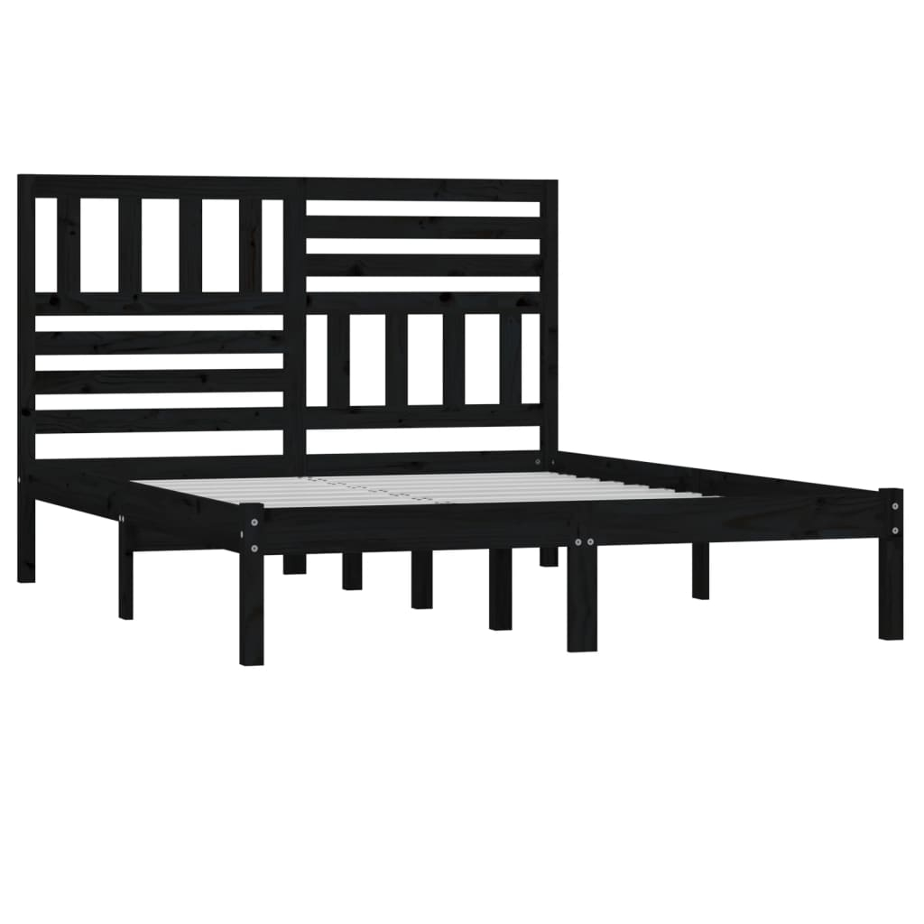 vidaXL estructura de cama de madera maciza de pino negra 140x190 cm