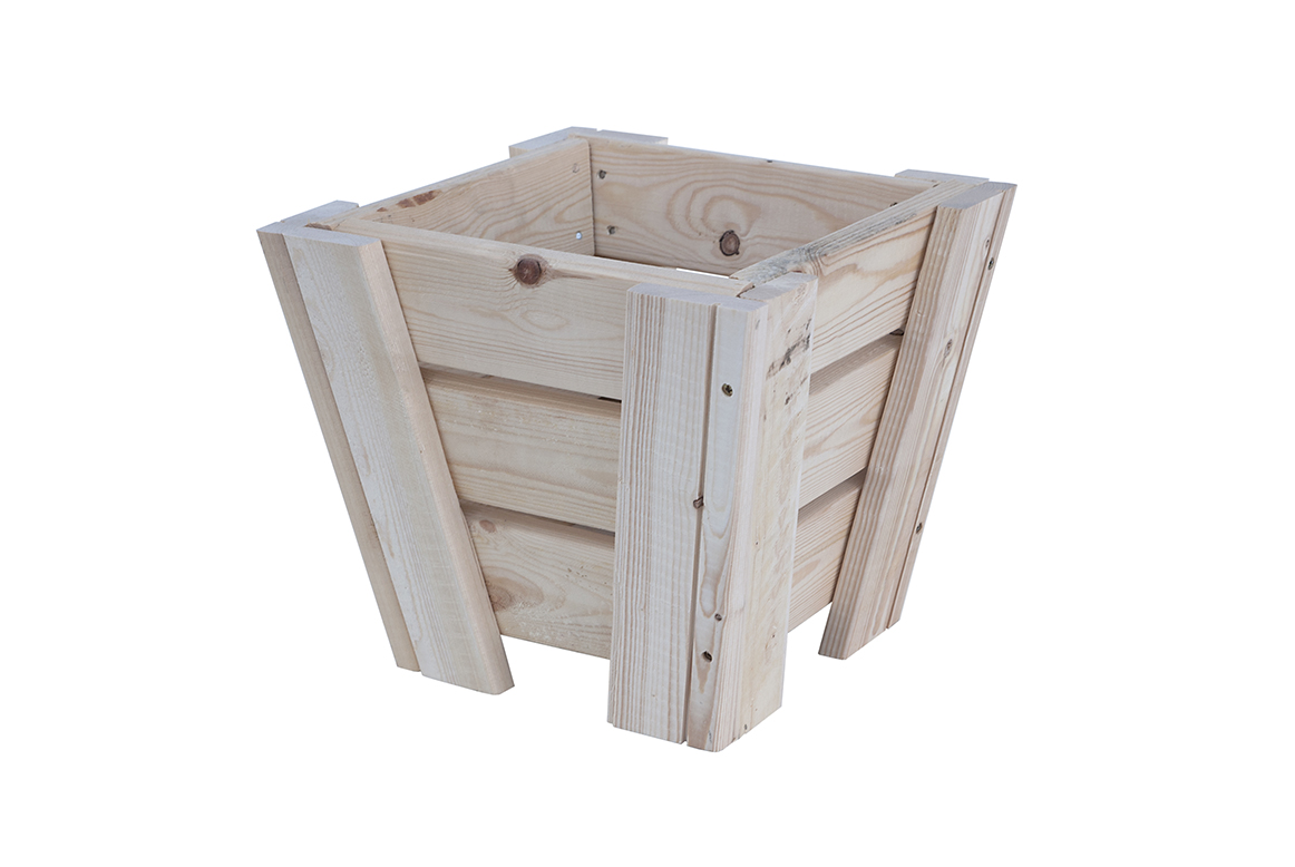 Macetero de madera 30x30x26 cm abril abierto natural - madelea