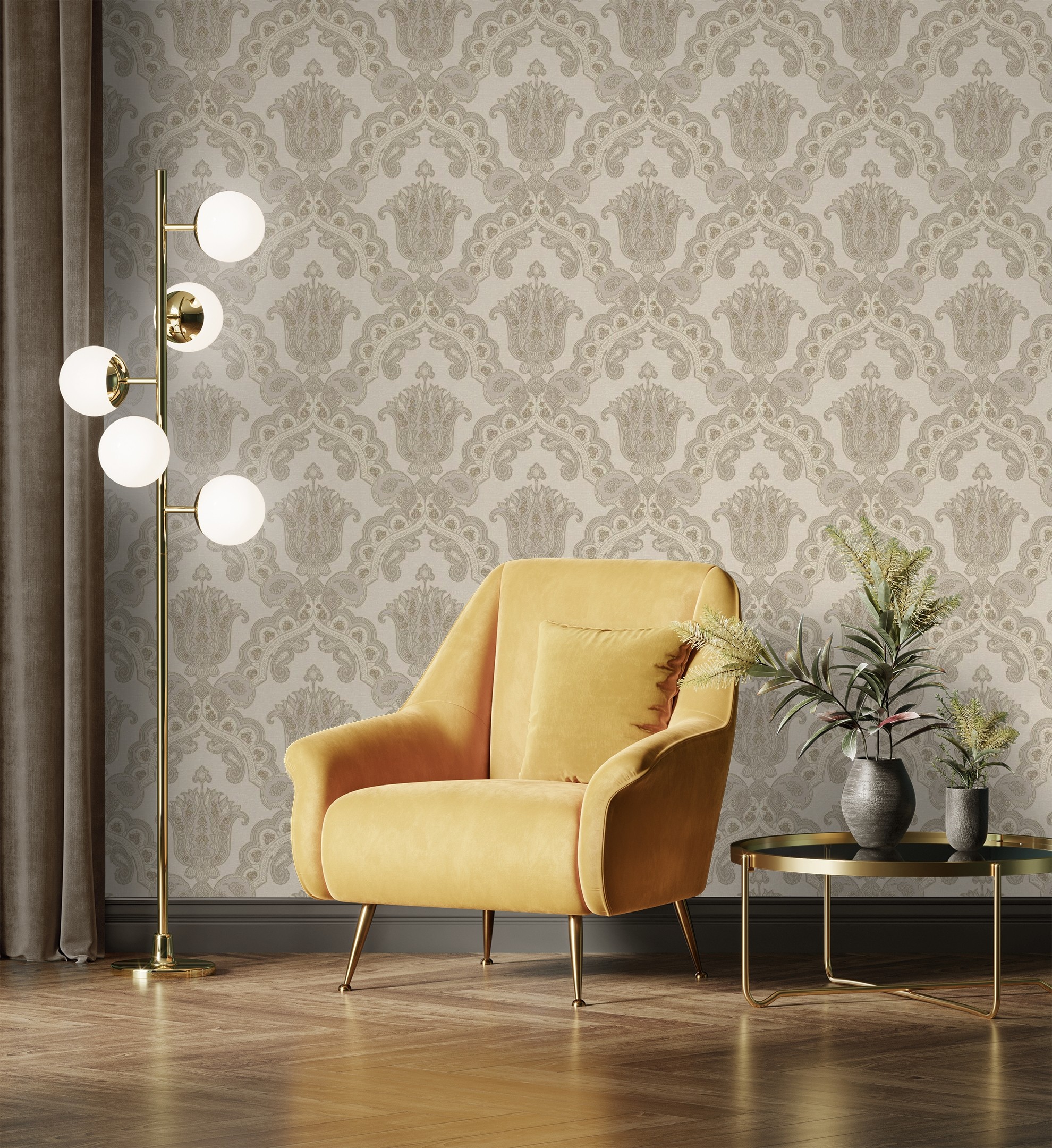 Papel pintado gaulan de damasco hindú textura de tela tejida en 10.6m²
