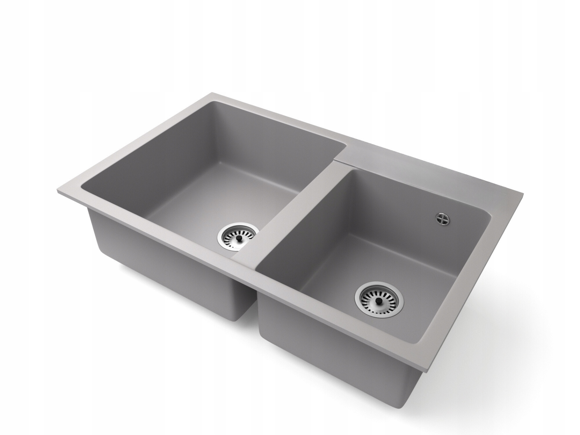 Fregadero cocina gris 80x50cm, fregadero granito 2 senos + sifón
