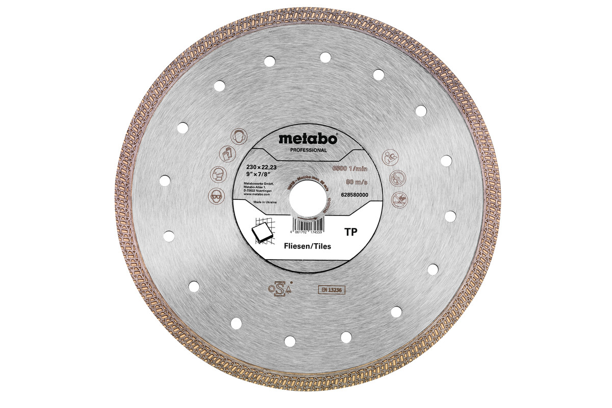 Metabo disco de cortar de diamante 230x22,23mm, "tp", azulejos