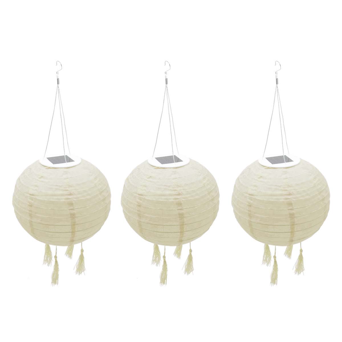 Juego de 3 faroles chinos de exterior solares d30cm himalaya
