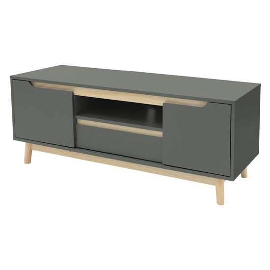 Mesa de tv hasta 55´´ tablero madera pino verde-natural gabinete de pie