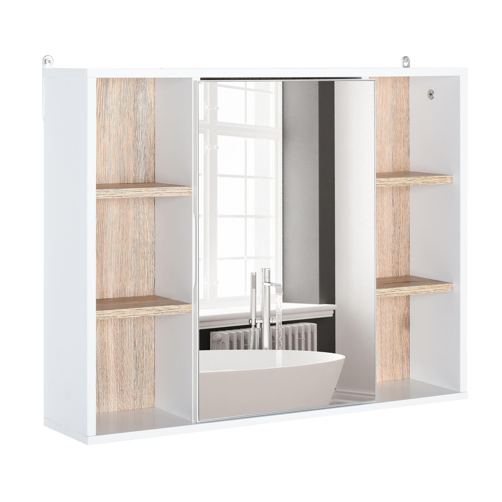 Armario espejo 60x14,5x49,4 cm mdf, tablero de partículas bicolor Homcom