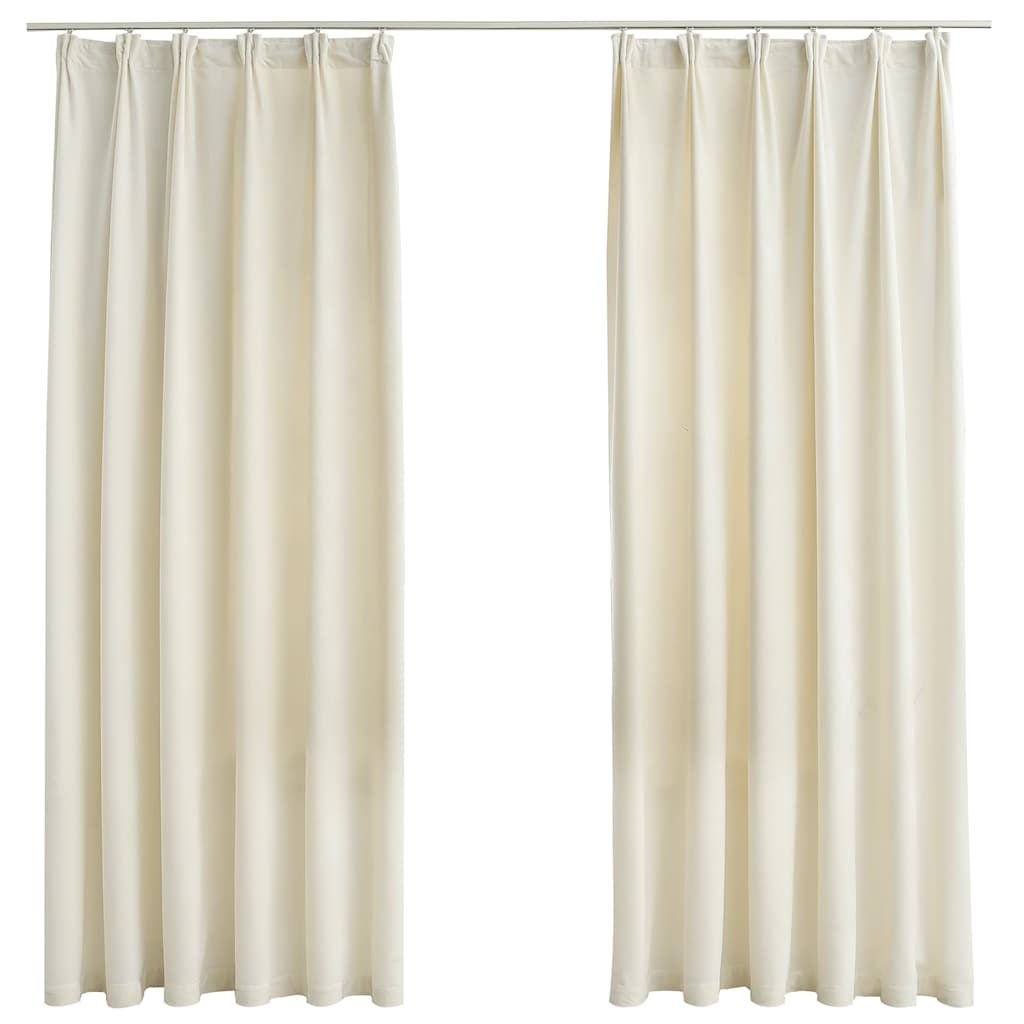 vidaXL cortinas opacas con ganchos 2 pzas terciopelo crema 140x175 cm