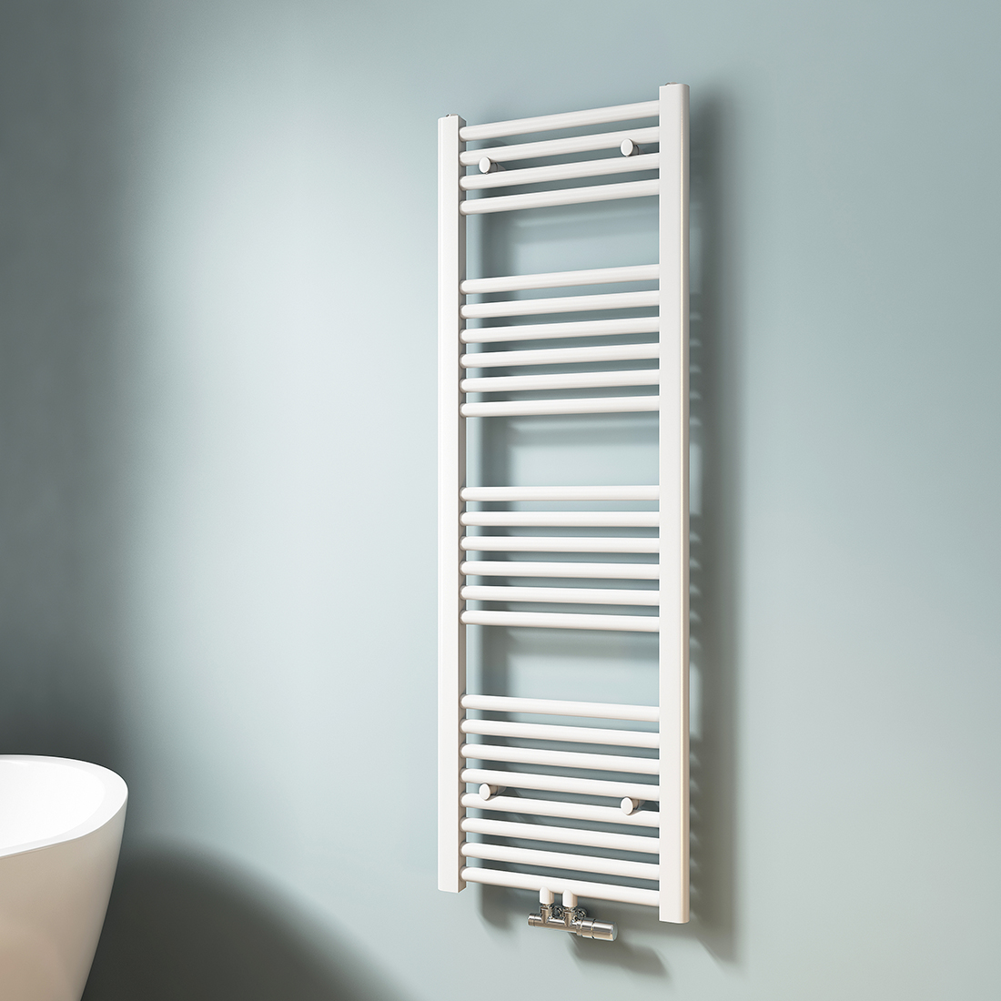 Emke radiador toallero agua caliente tubo redondo blanco 120x40cm