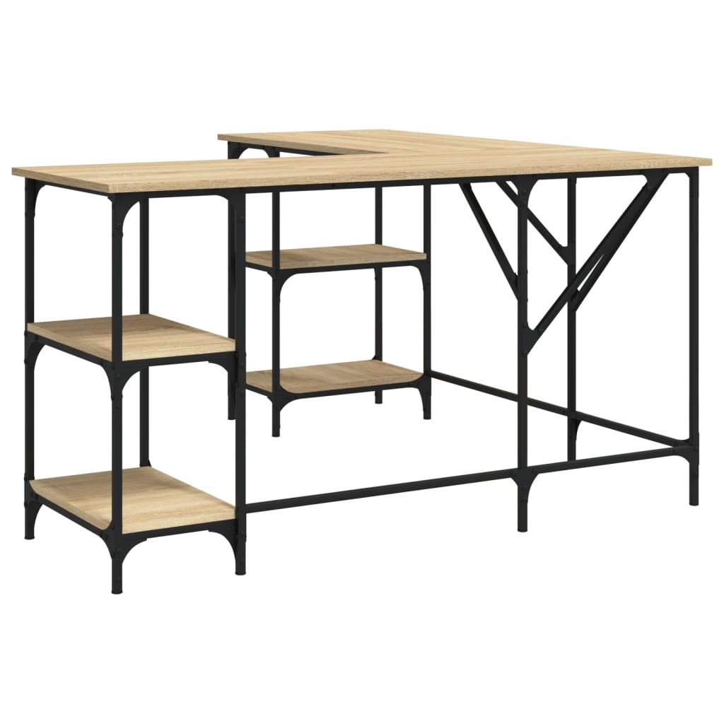 vidaXL escritorio madera de ingeniería roble sonoma 139x139x75 cm