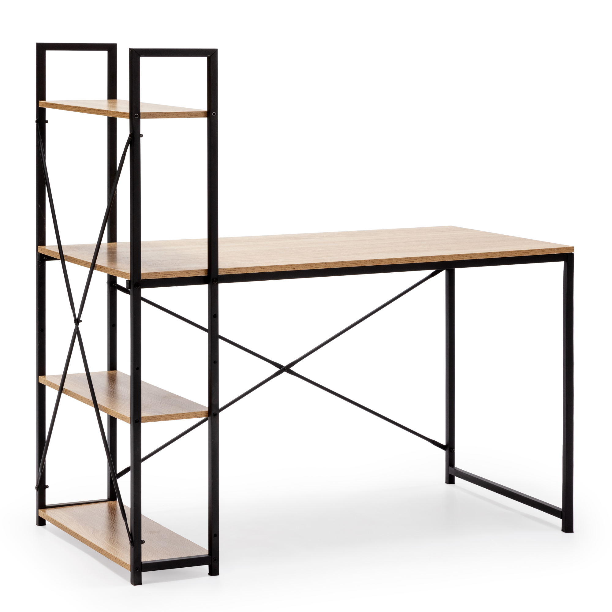 Mesa de escritorio lidia 3 estantes negro, estilo industrial, 120 cm