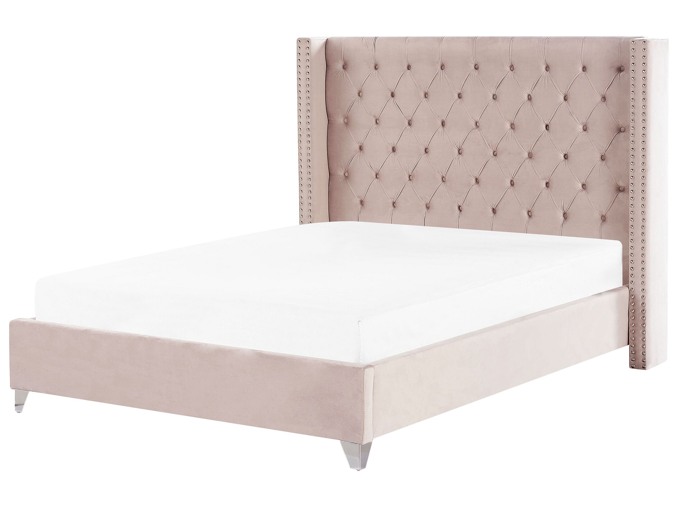 Cama terciopelo lubbon 180 x 200 cm rosa pastel