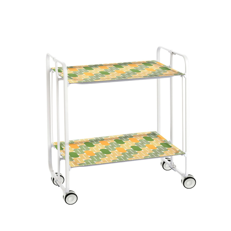 Carrito auxiliar con ruedas bauhaus armazón metálico blanco, 2 bandejas