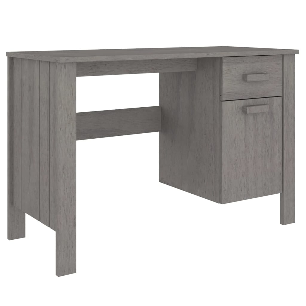 vidaXL escritorio hamar madera maciza de pino gris claro 113x50x75 cm