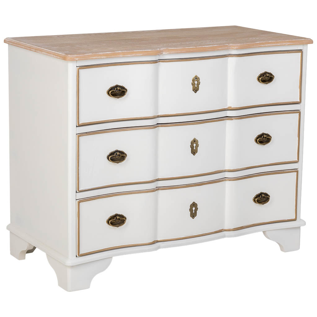 Comoda de madera de 3 cajones blanco 100x50x80