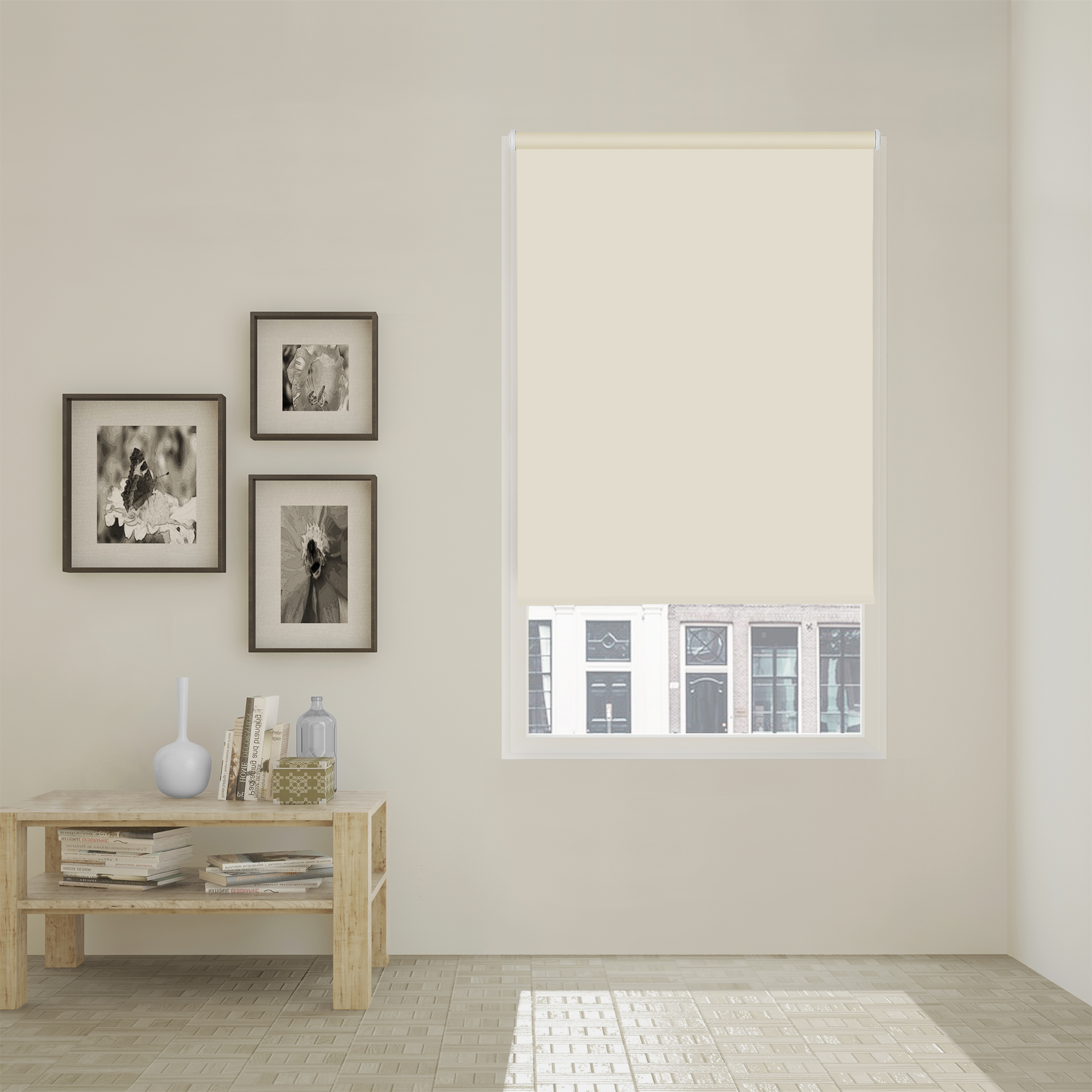 Estor enrollable opaco térmico easy fix marfil 55 x 190cm