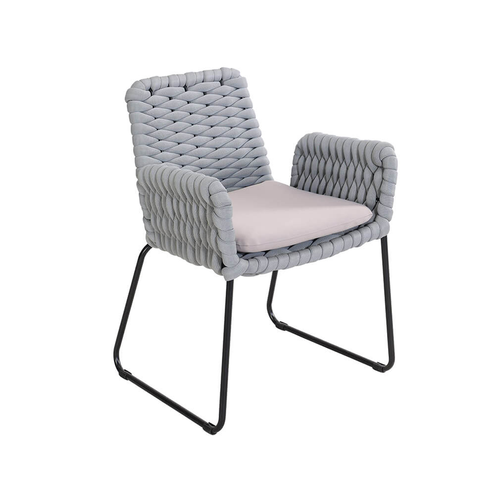 Silla de jardín con reposabrazos de mimbre balero gris claro - lote de 1