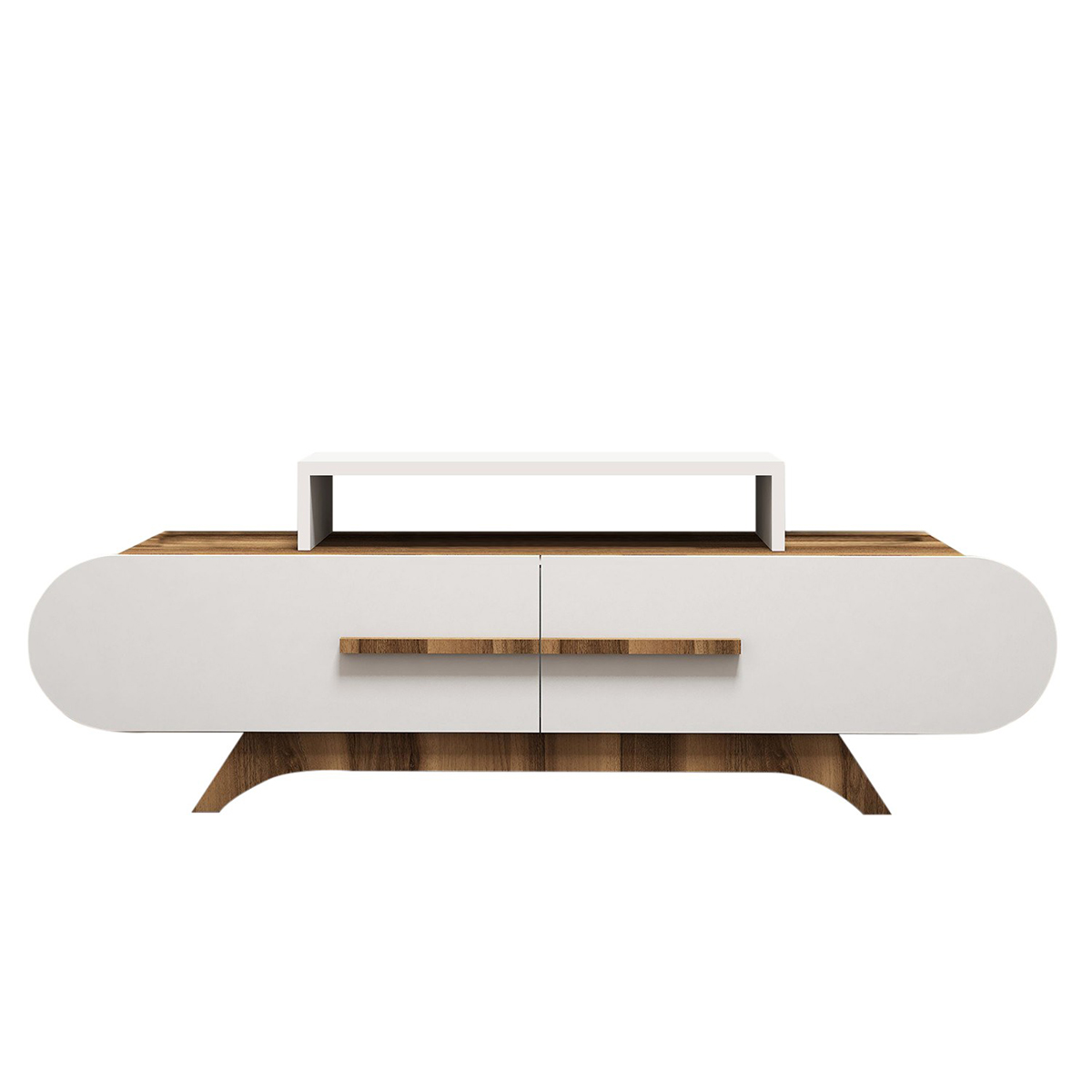 Mueble de tv 2 puertas decorado nogal y blanco l145 cm - rose