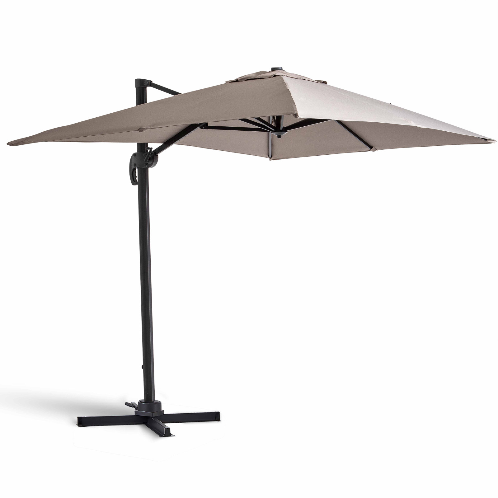 Oviala - sombrilla voladiza giratoria de 2 x 3 m en aluminio gris topo