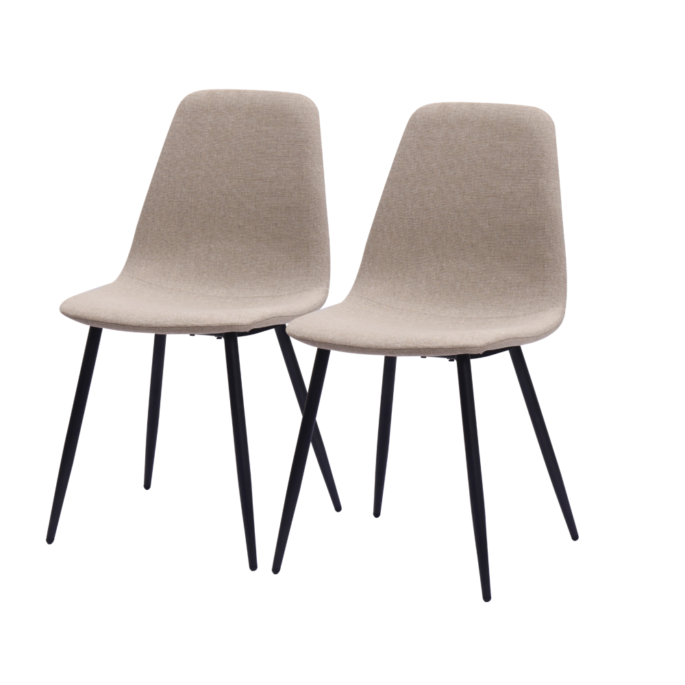 Silla de comedor tela y metal blanco set de 2 para comedor cocina y estudio
