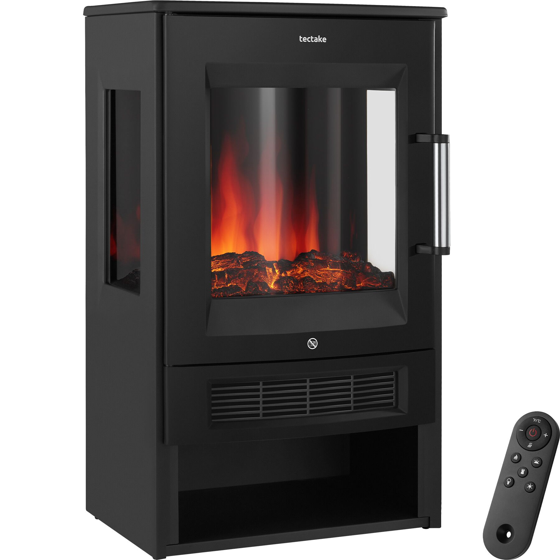 Chimenea eléctrica, 2 niveles de calefacción, efecto llama, negro
