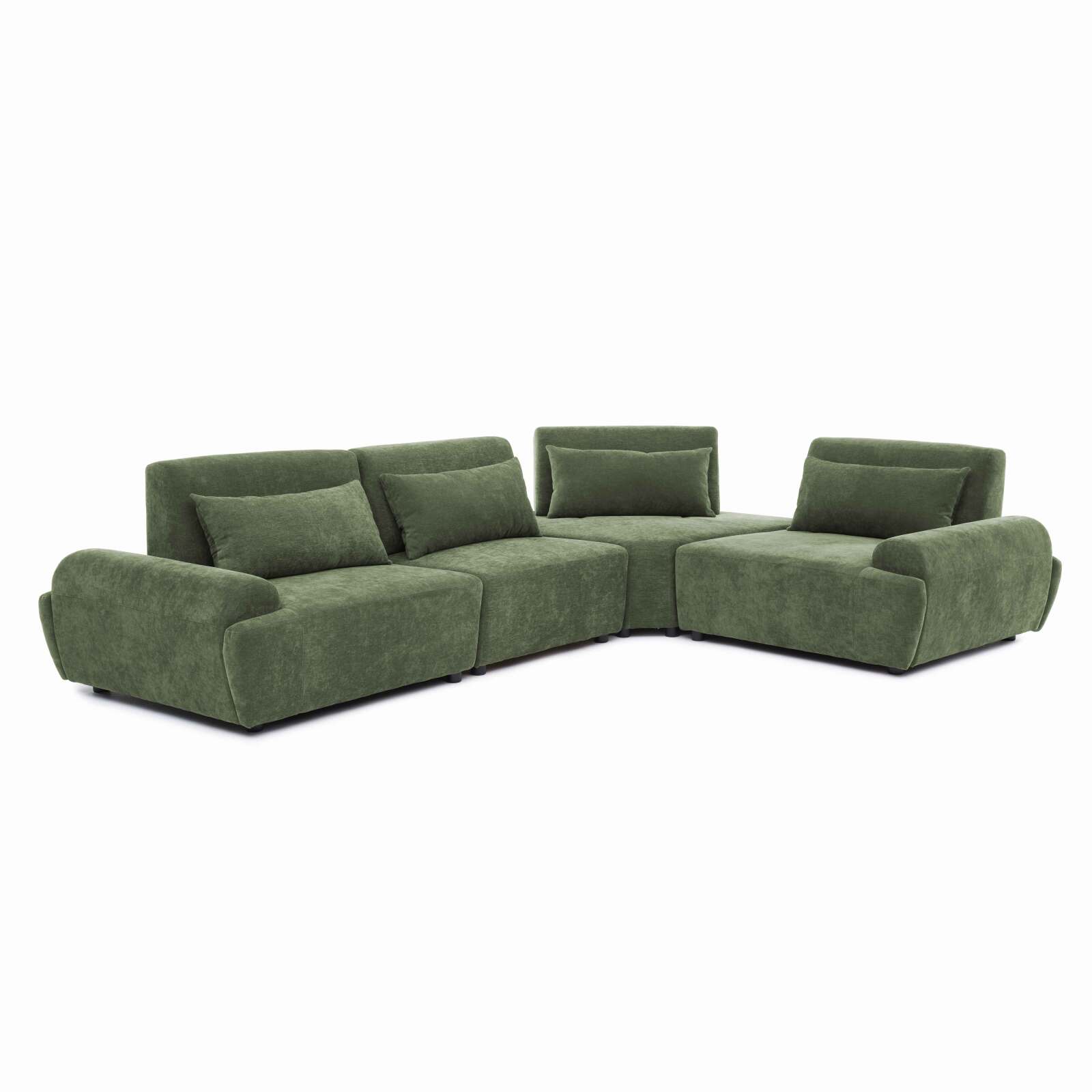 Sofá esquinero modular de 4 plazas con respaldo ajustable 340 cm verde