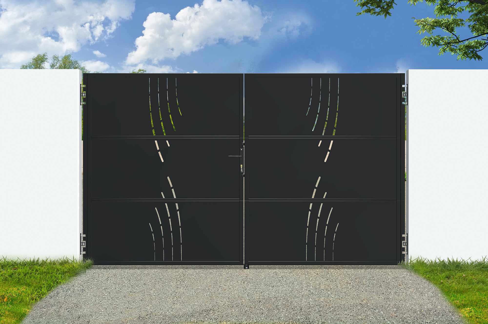 Puerta de acero negro de 3 m nali veleta h.180cm