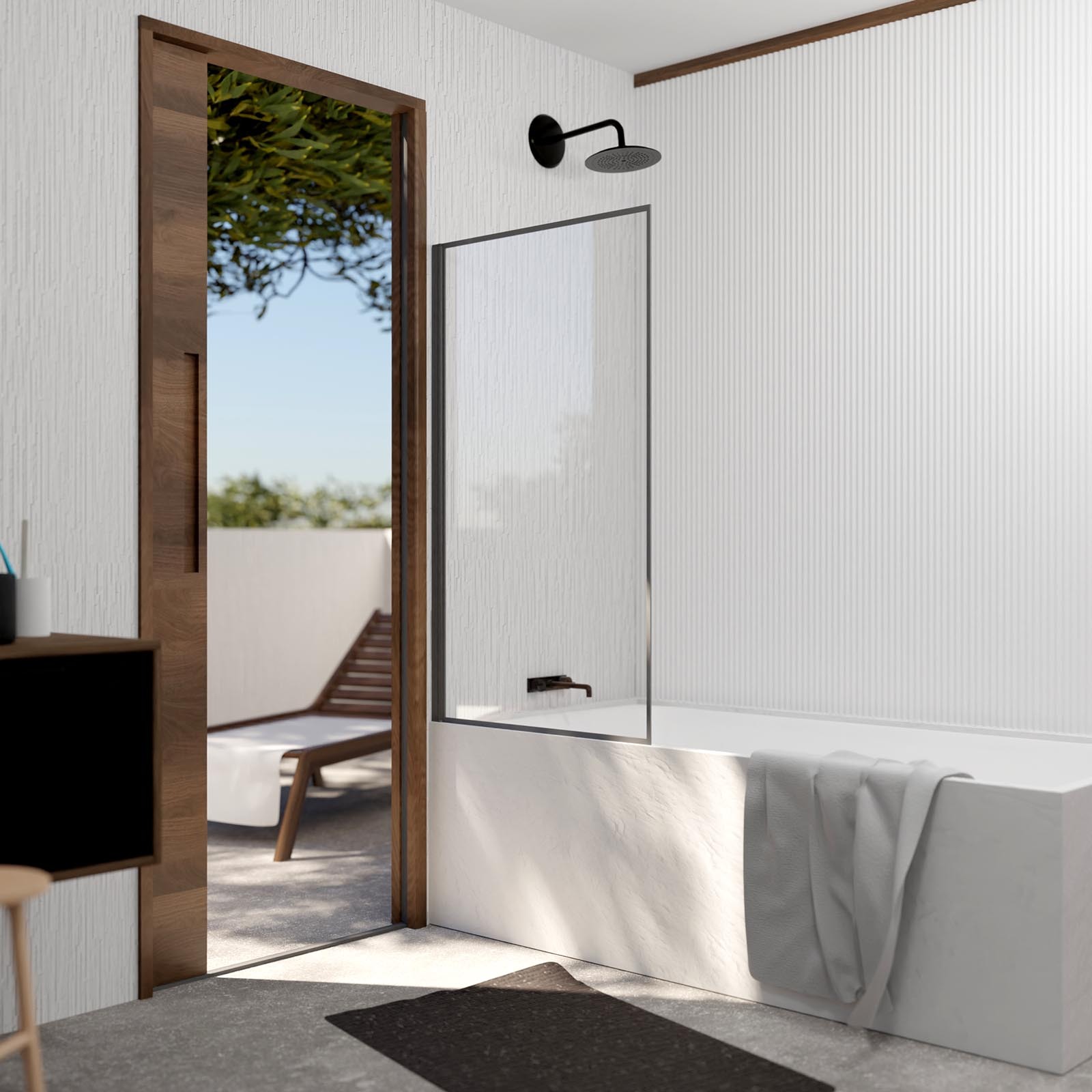 Mampara bañera abatible 75x130 cm aluminio gun metal cristal 4 mm