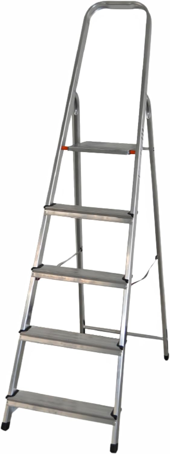 Escalera plegable 5 peldaños(80mm) alum 150kg max bloqueo automatico