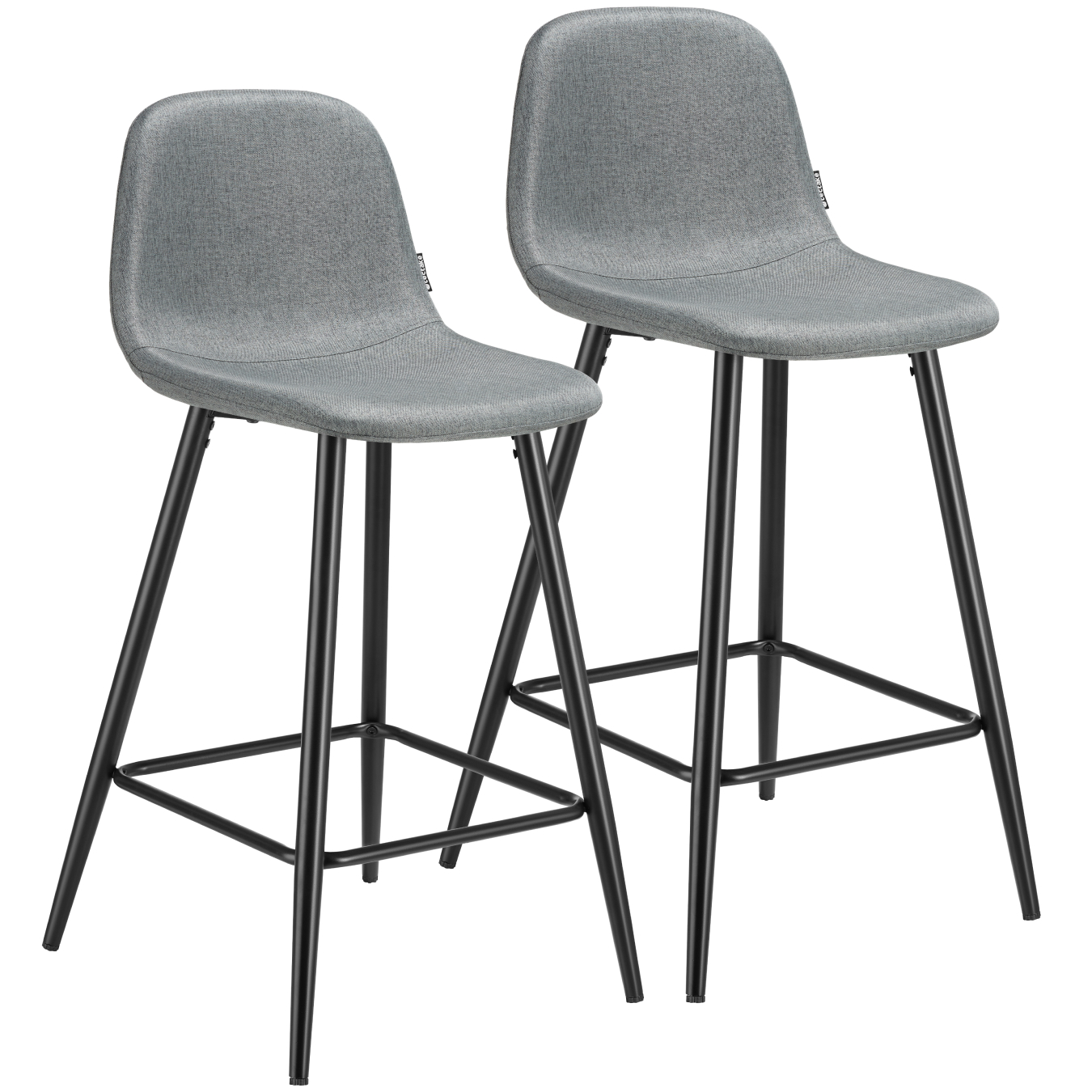 Set de 2 taburetes altos con respaldo y reposapiés, 45x48x92 cm, gris