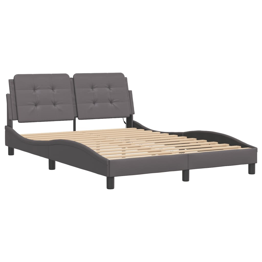 vidaXL estructura de cama con LED sin colchón zadar gris 140x200 cm