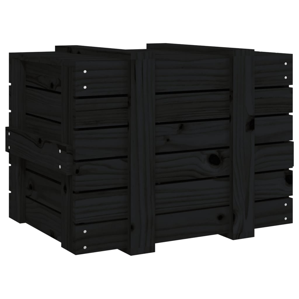vidaXL caja de almacenaje madera maciza de pino negra 58x40,5x42 cm