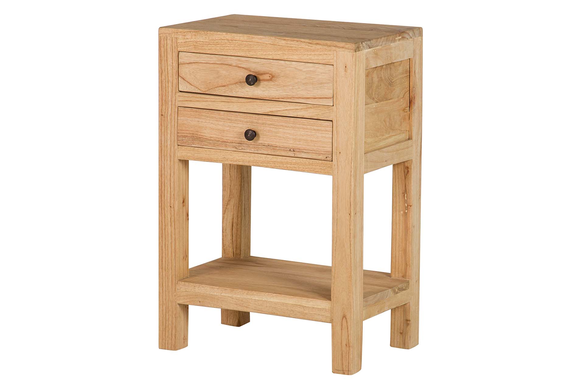 Mesita de noche 2 cajones madera mindi 45x30x66 cm