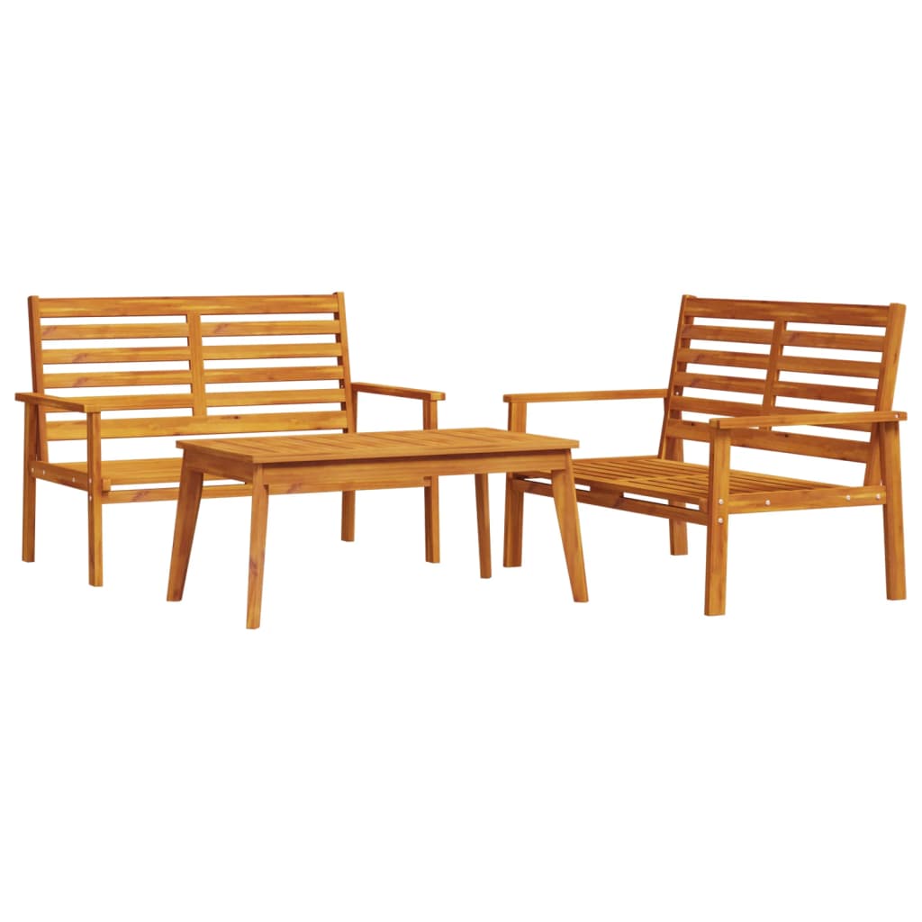 vidaXL juego de muebles de jardín 3 piezas madera maciza acacia