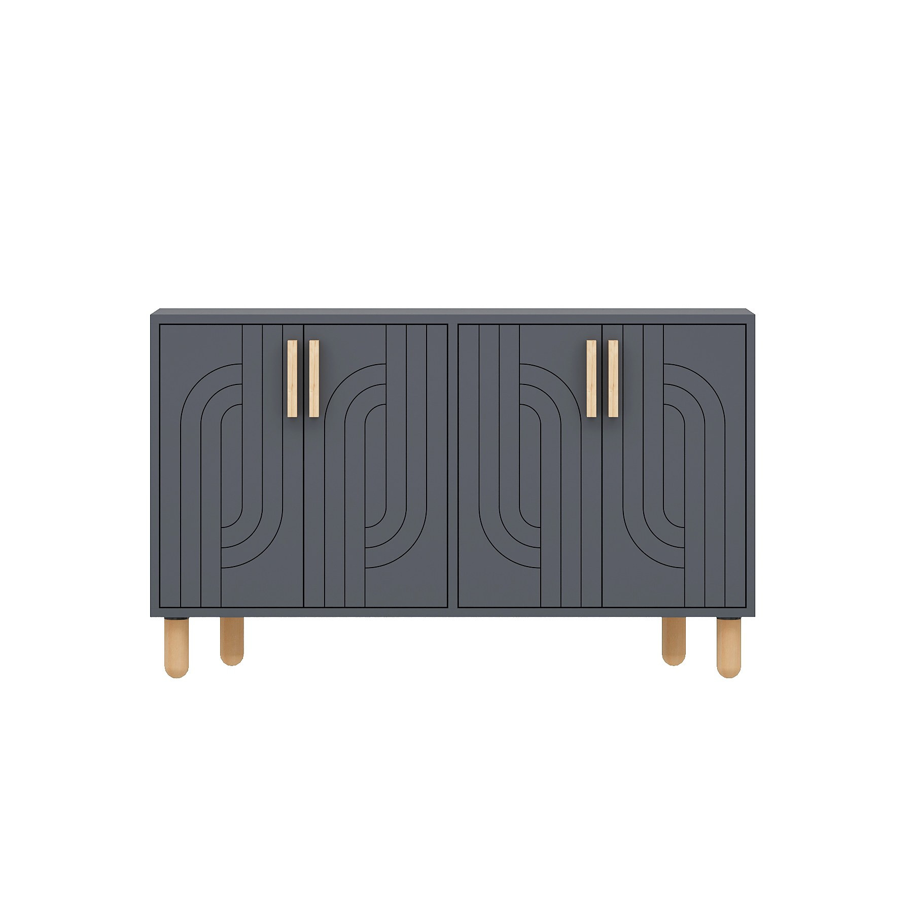 Aparador de madera <<rodney>> - 120 x 30 x 74 cm - gris antracita
