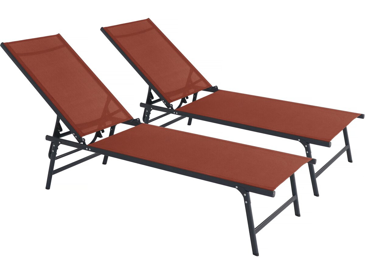 Juego de 2 tumbonas metálicas "sublima" - 180 x 54 x 104 cm - terracota