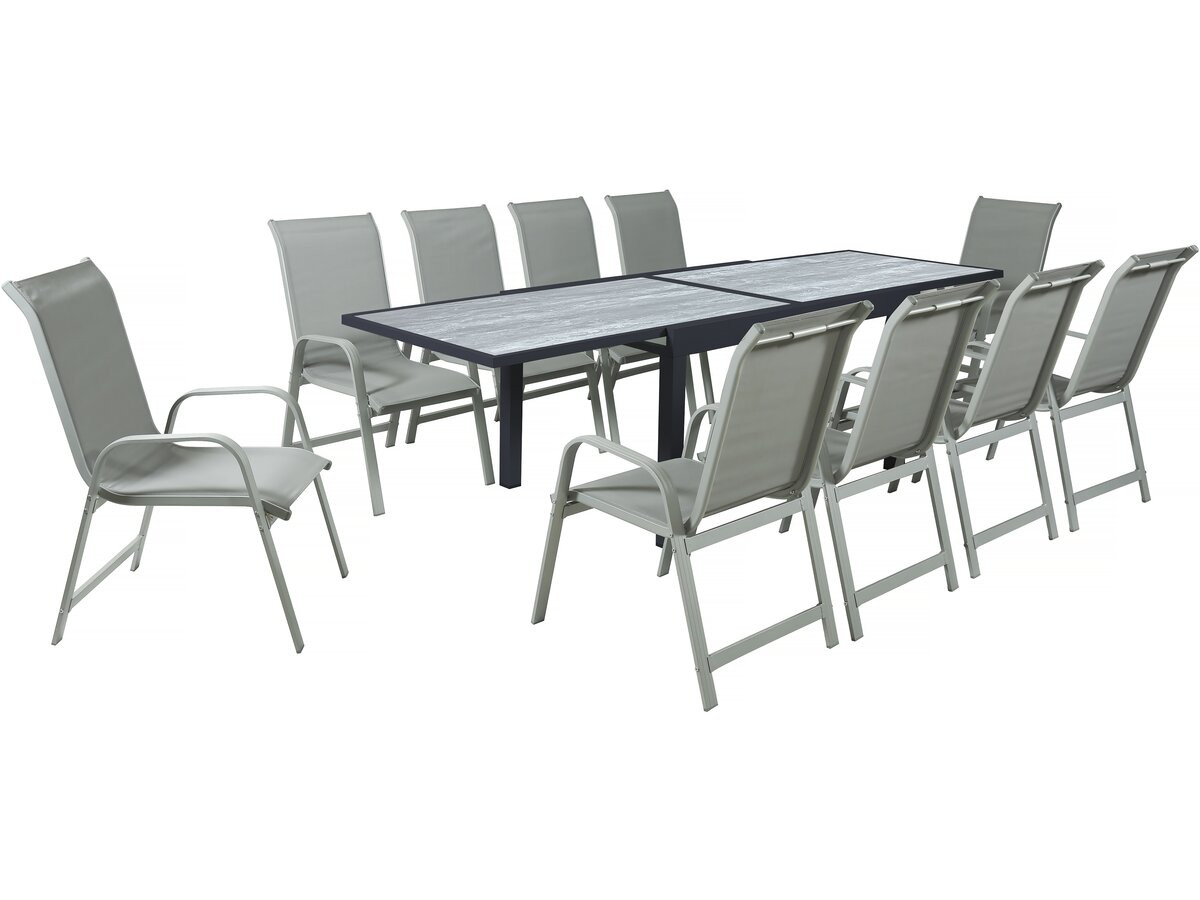 Mesa extensible y sillas de jardín de aluminio <<lagos>> - 140/280 x 90 x 7