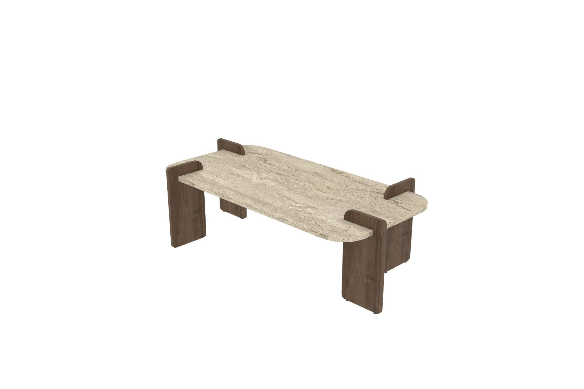 Mesa de centro de madera <<leapiri>> - 120 x 60 x 35 cm - travertino