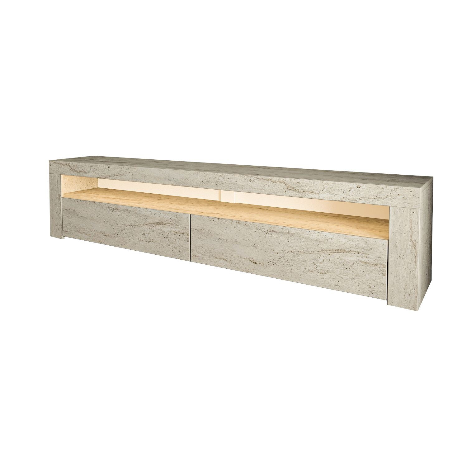 Soporte de tv de madera "bati" - 150 x 36 x 46 cm - travertino