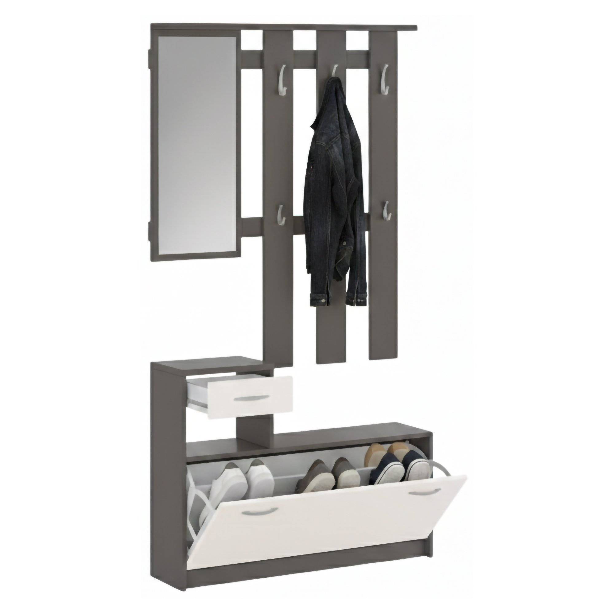 Mueble de entrada garolfo, 8 pares, en madera beige cachemira