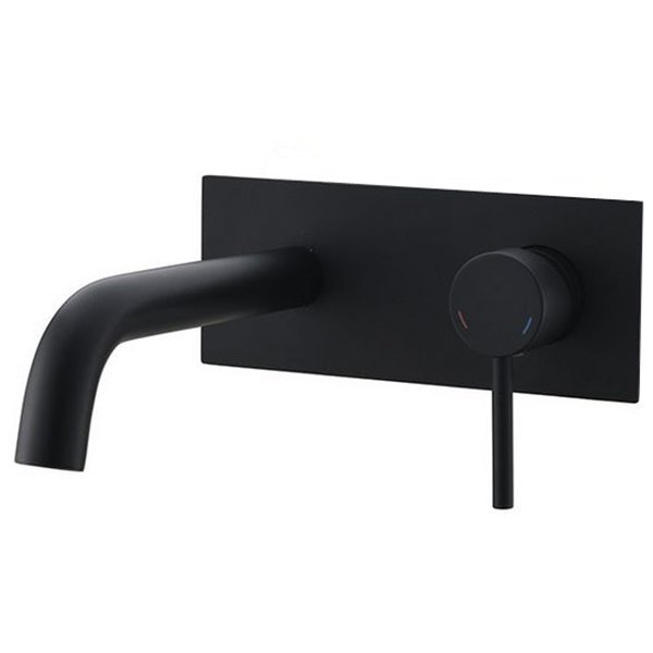 Grifo lavabo empotrado de pared, negro