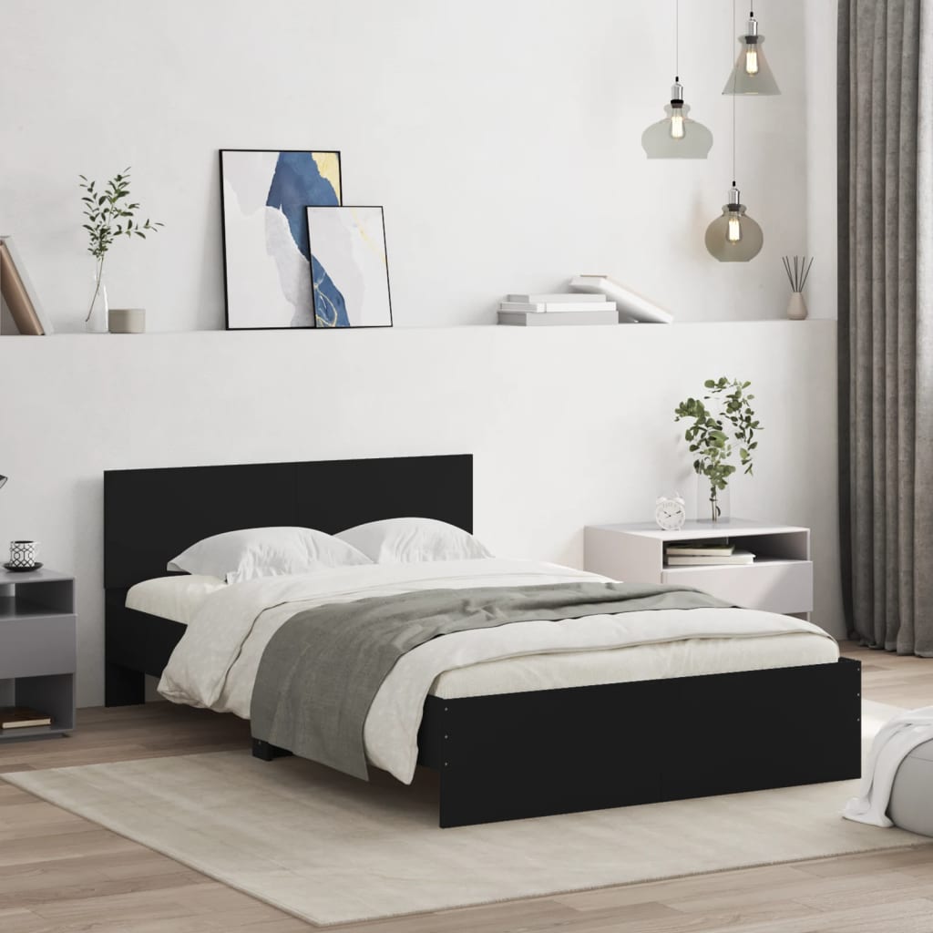 Cama con cabecero negro 135x190 cm es1244