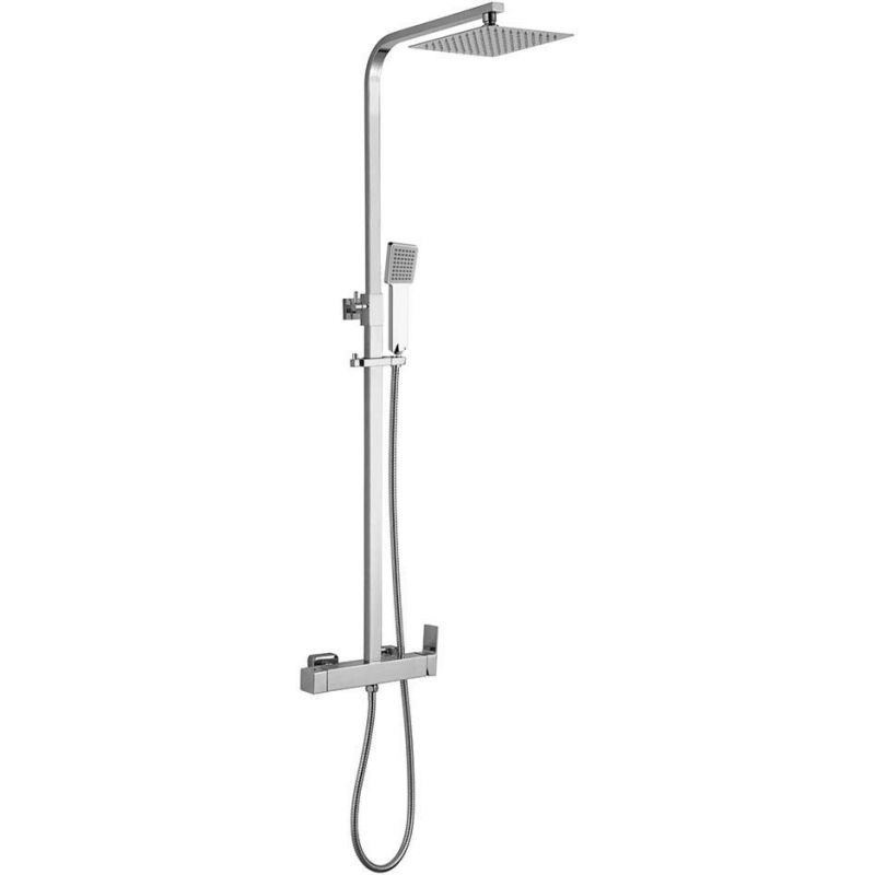 Valaz barra de ducha monomando cuadrada ajustable 120cm cromada - 40cm