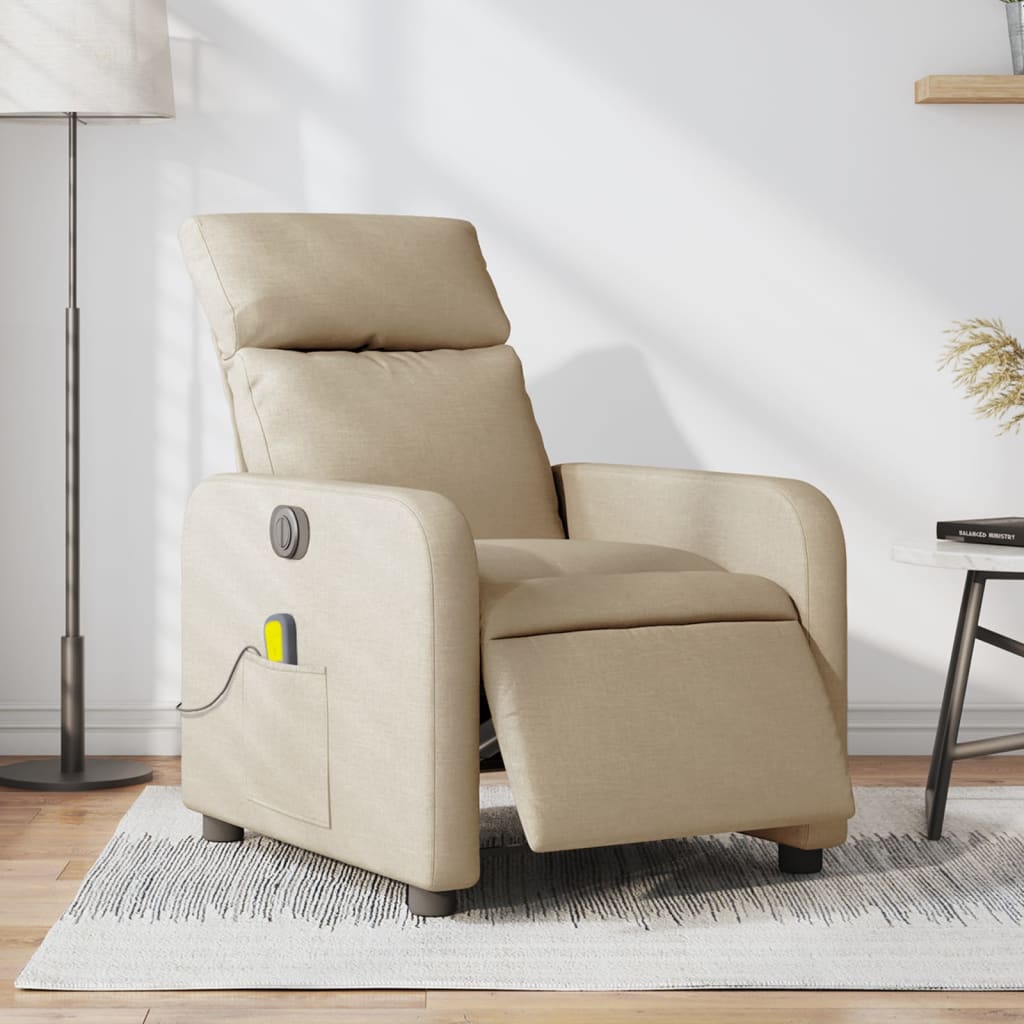 Sillón reclinable de masaje eléctrico tela color crema qweo1830