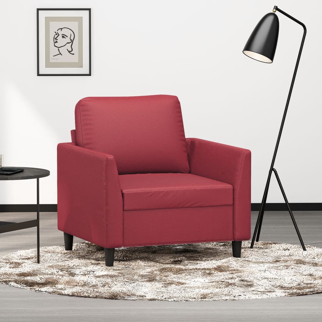 Sillón cuero sintético rojo tinto 60 cm qweo2062