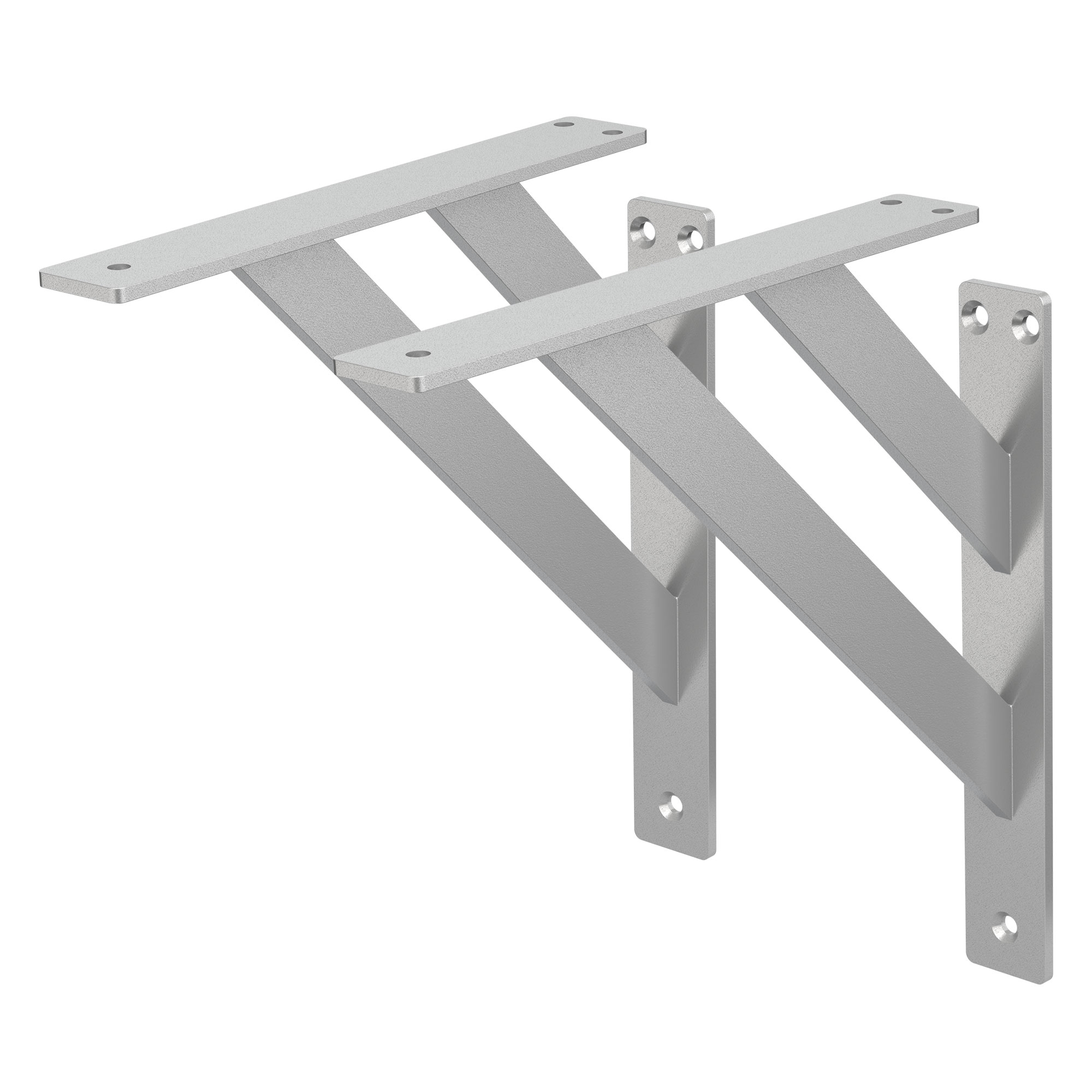 Set de 2x soporte de estante 240x240mm plata de aluminio