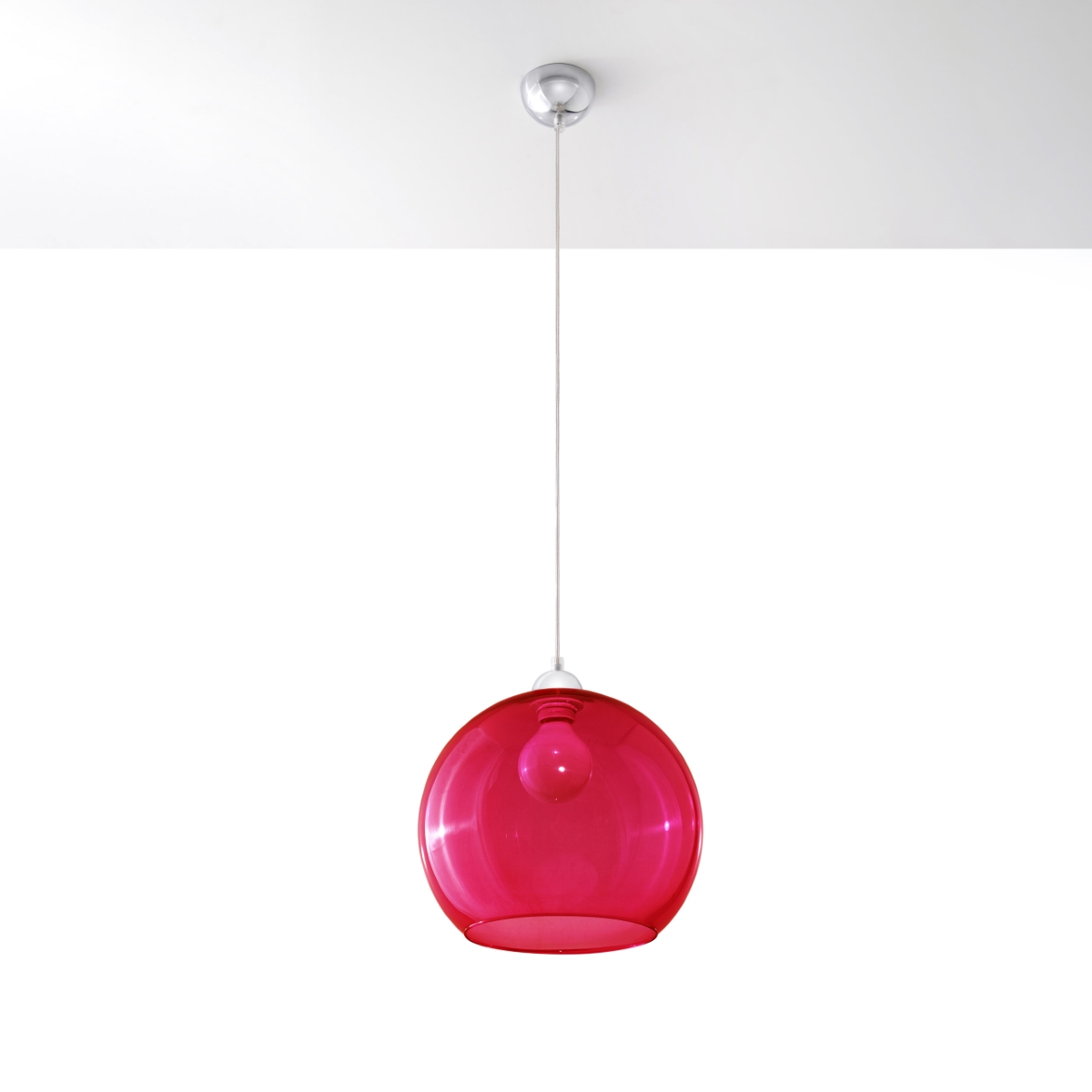 Lámpara coLGante ball 1 rojo acero/vidrio 30x120x30cm