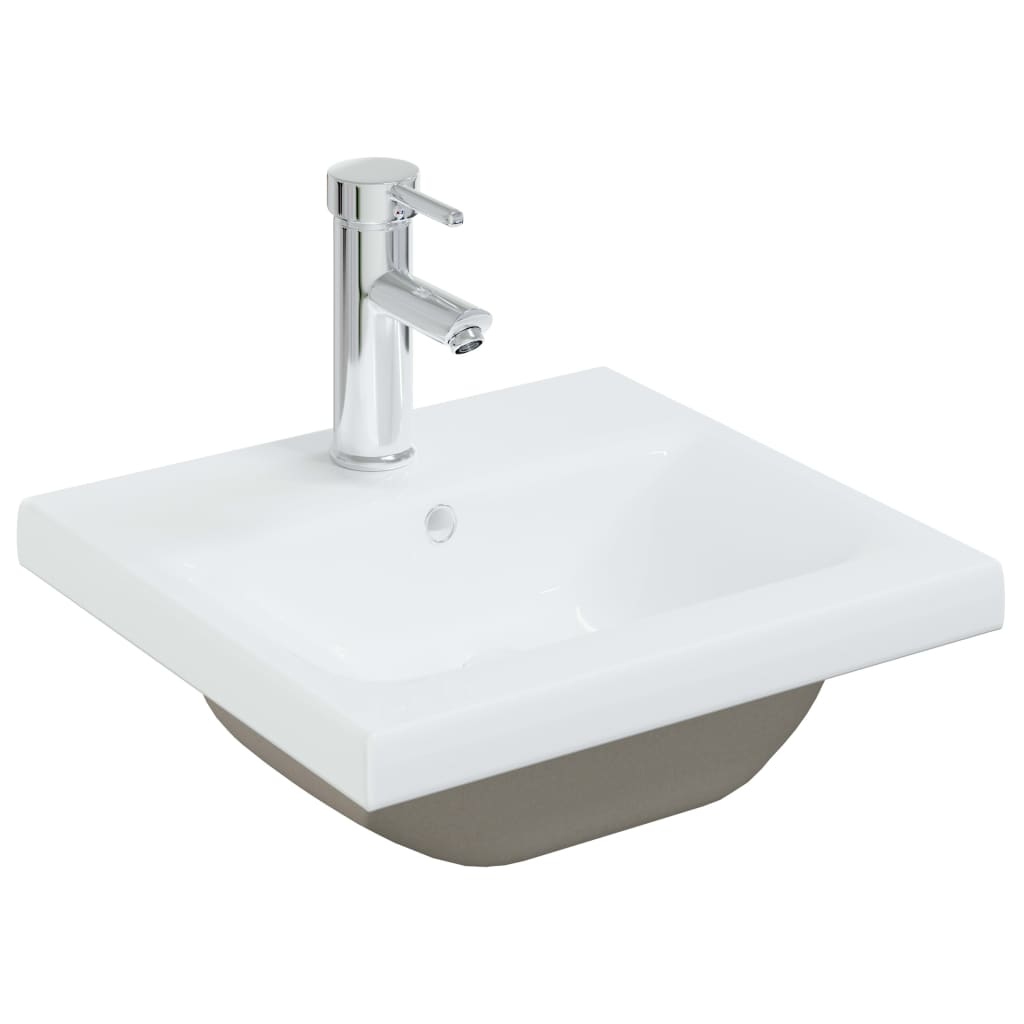 vidaXL lavabo empotrado con grifo cerámica blanco 42x39x18 cm