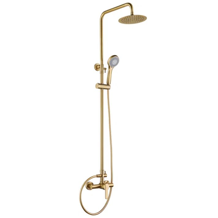 Columna de ducha extensible 88-125 cm, monomando oro cepillado