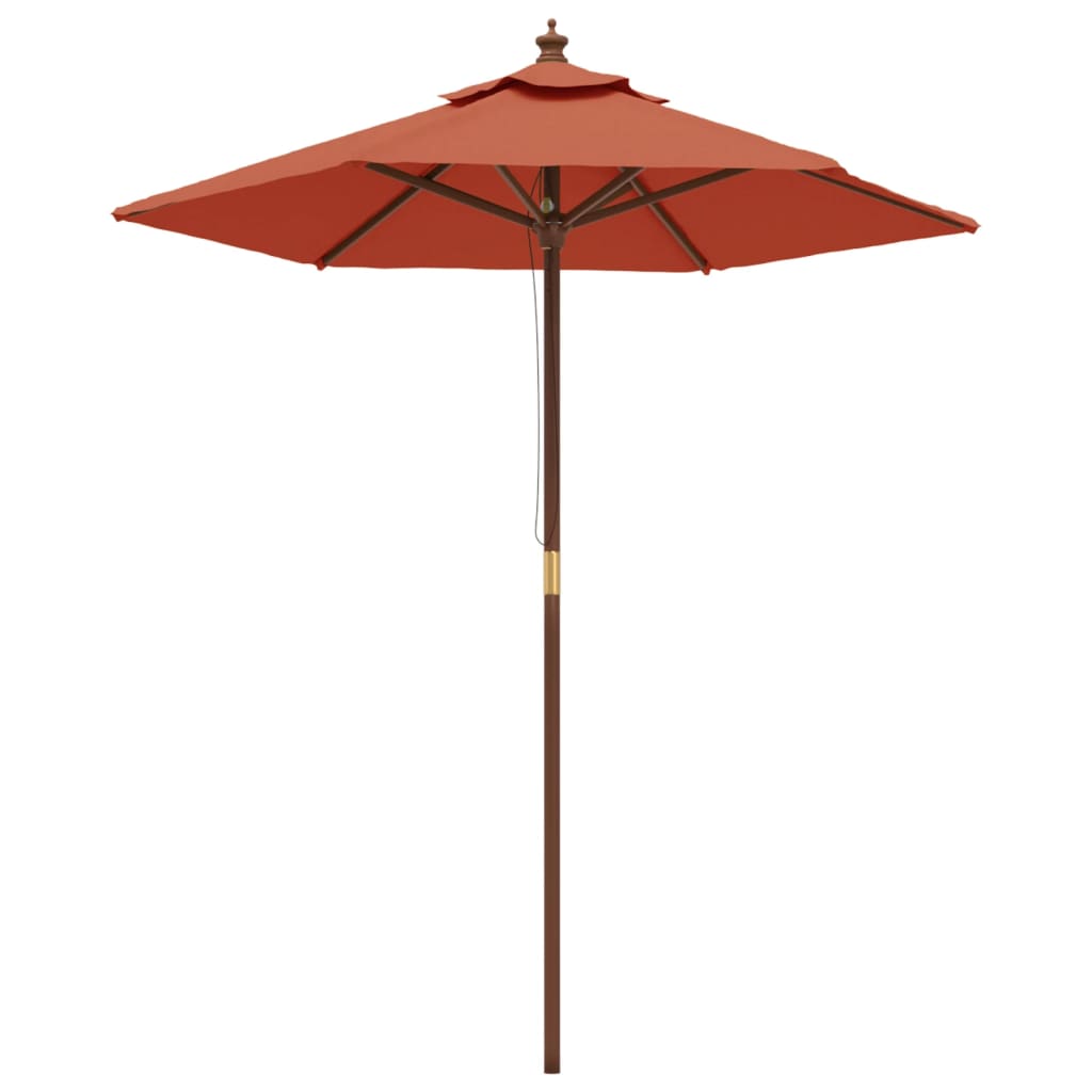 vidaXL sombrilla de jardín con poste de madera terracota 196x231 cm