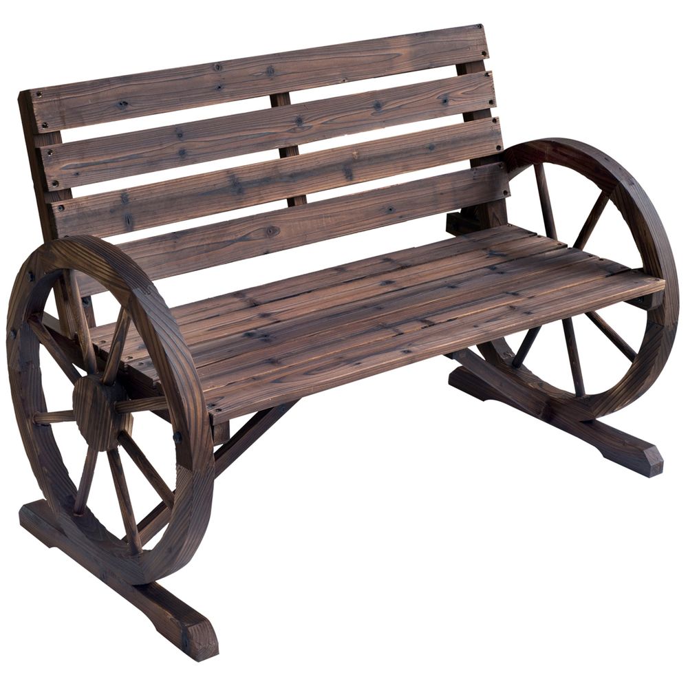Banco de jardín 105.5x59x75 cm madera de abeto color marrón Outsunny